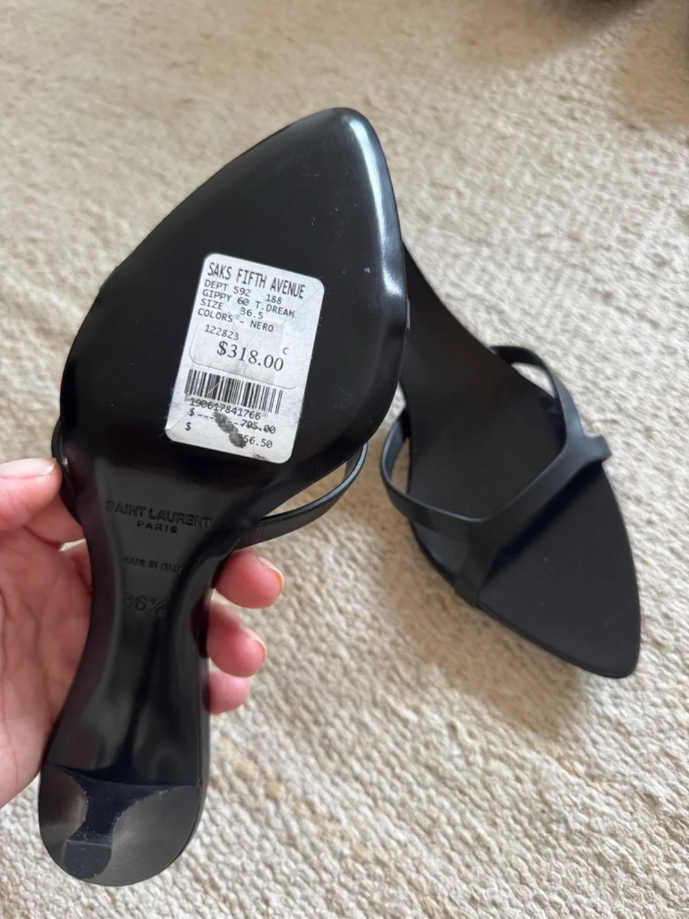 Saint Laurent Black Leather Pointed Slide Mules - Picture 2 of 3